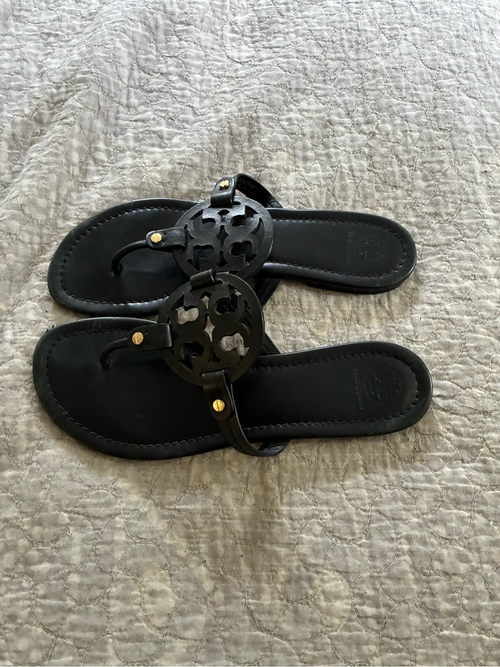 Tory Burch Black Miller Logo Sandals - Picture 4 of 5